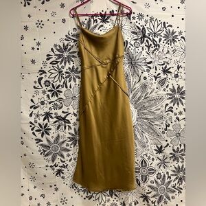 Sincerely Jules Elegant Golden Green Slip Dress Womens XS